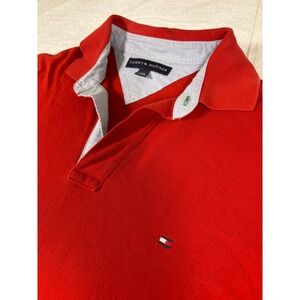 Vintage Tommy Hilfiger Polo Shirt Mens Size L Red‎ Short Sleeve Casual Classic
